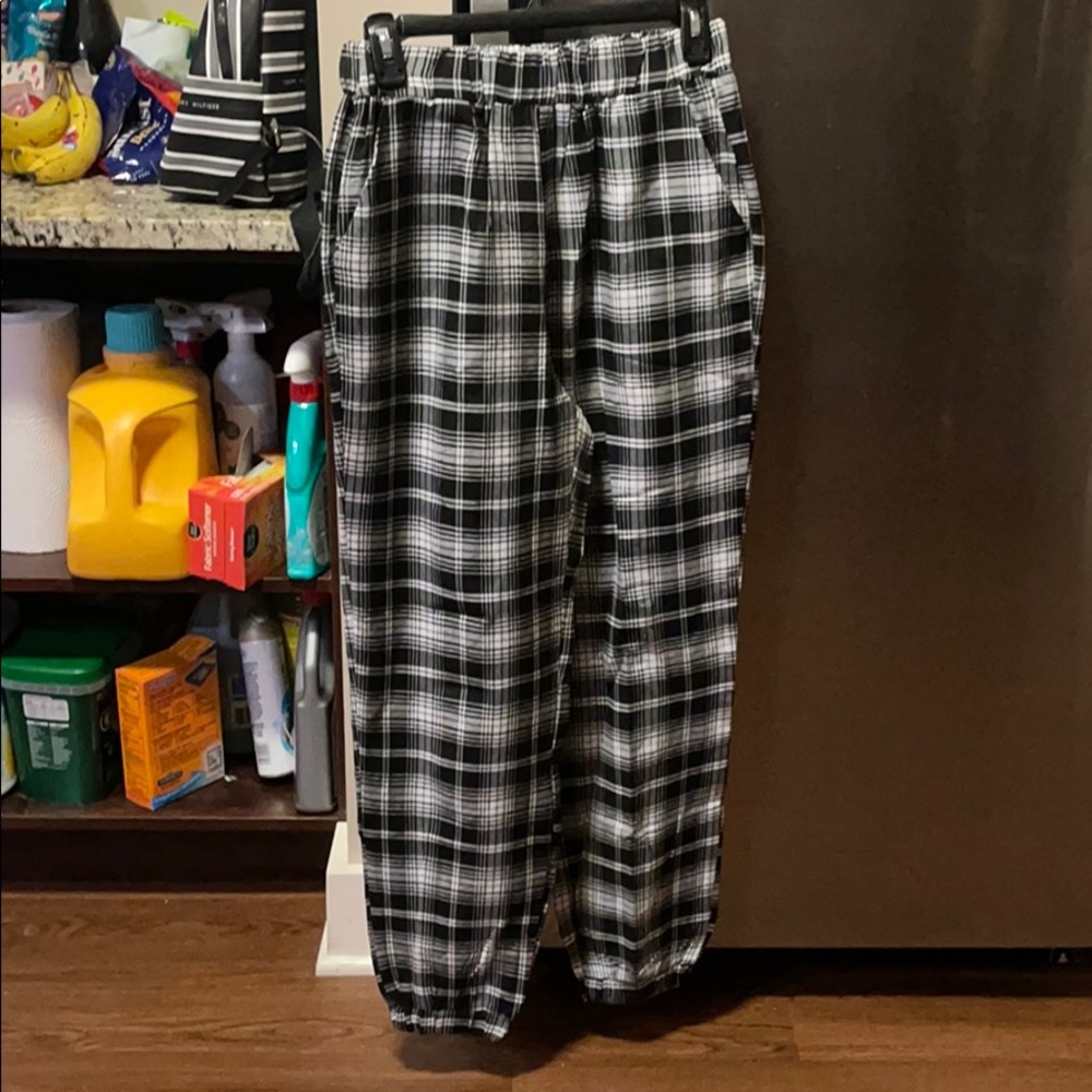 Elastic Waist Tartan Pants